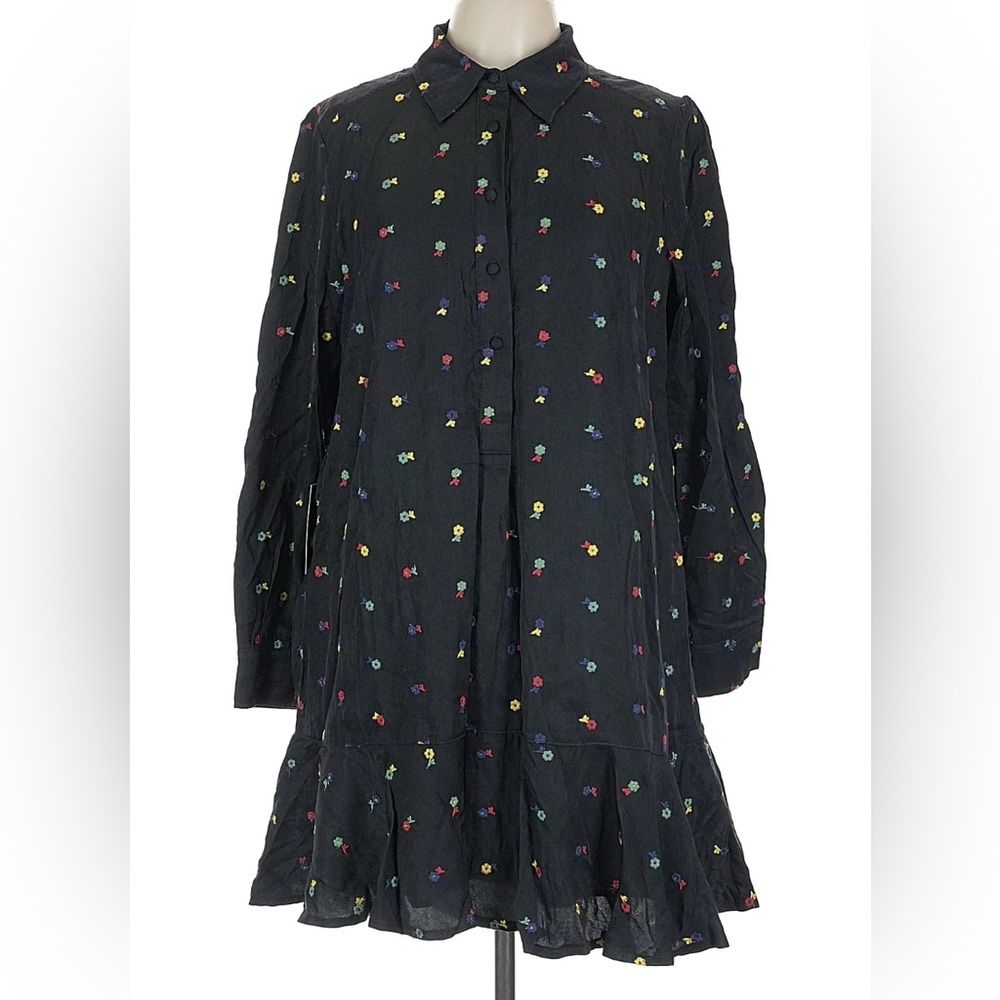 Tuckernuck Black Mini Dress, embroidered floral